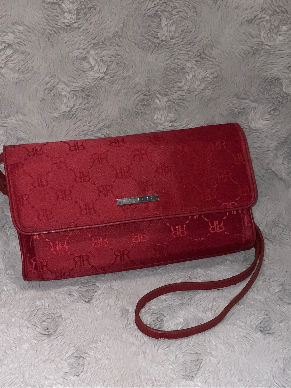 Rosetti Red Monogram Wristlet Clutch